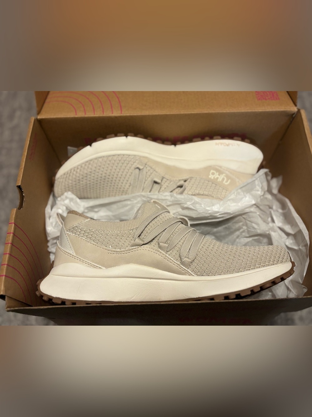 Ryka Jumpstrlace Women’s French Beige Lifestyle Slip On Sneakers Size 6.5M NWB